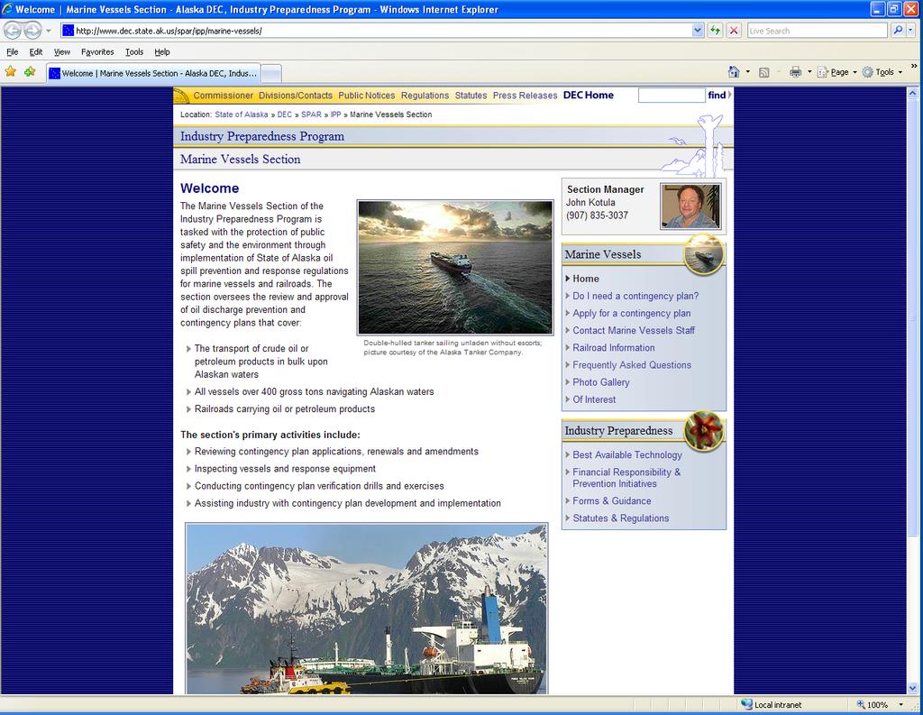 ADEC Marine Vessels Website: http://www.