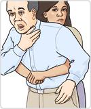 The person has a weak cough, and labored breathing produces a highpitched noise. The person does all of the above, then becomes unconscious Choking is an emergency.