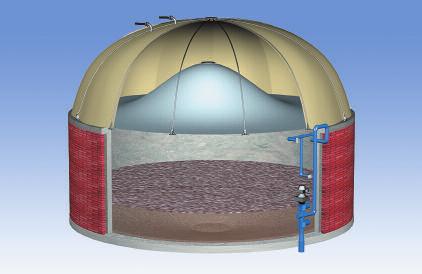 Ideal for both primary and secondary digesters, its dome-shaped, engineered membrane system maximizes storage of methane gas