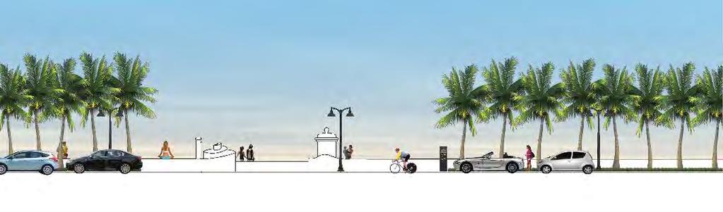 PROPOSED PROJECT Raised roadway & new drainage system Bicycle lanes in both directions Beachfront promenade Paver sidewalk Decorative wall with