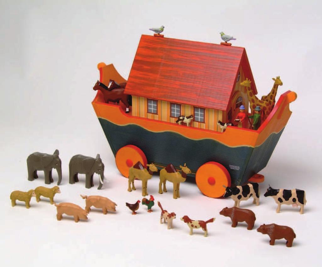collection for the toy ark consists of 12 pairs of ring-turned animals (horses, cows, sheep, cats, pigs, dogs,