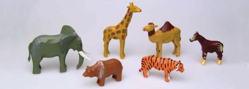 CHRISTIAN WERNER. RING-TURNED ANIMALS Zoo animals 1 painted. size 8 * 3022 Zoo animals 1 plain.