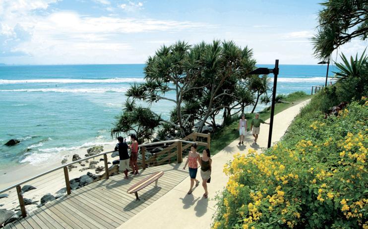Kirra Kirra Hill (The Eagle), Garrick Street, Kirra Point: Views to the east, back over the best surf beaches and point breaks in Australia- Coolangatta, Greenmount, Snapper Rocks; To the south, over