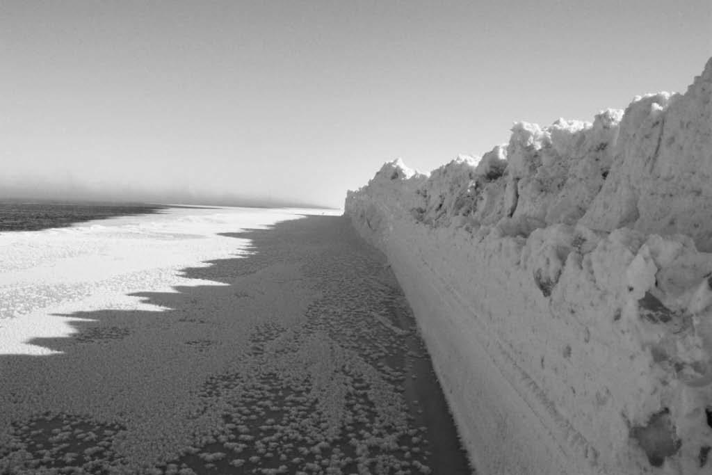 Figure 1. Photo of a 2.5 m agiuppak or ice-wall along the lead edge about 4 km directly west of the village of Barrow.