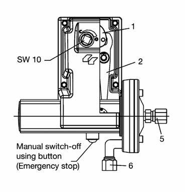 A small lever opens the catch between switch lever (2) and reset lever (1).