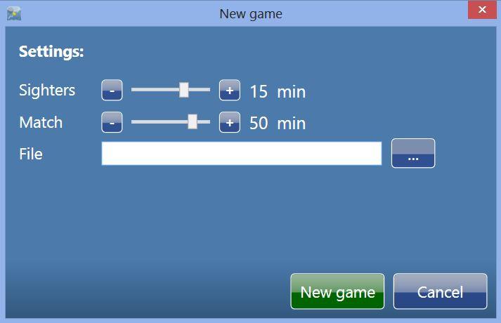Start the Bundesliga simulator game: 1. Click on the icon in the toolbar (red arrow). 2. Sighters: Set the time in which the practice shots have to be shot (Standard: 15 min).