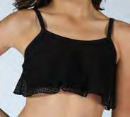 This crop top has a reinforced front with a fluttering ruffle for a fresh, fun look.