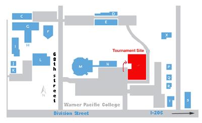 Tournament Venue The tournament will be held at the CC Perry Gymnasium on the Warner Pacific College Campus, 2219 SE 68th
