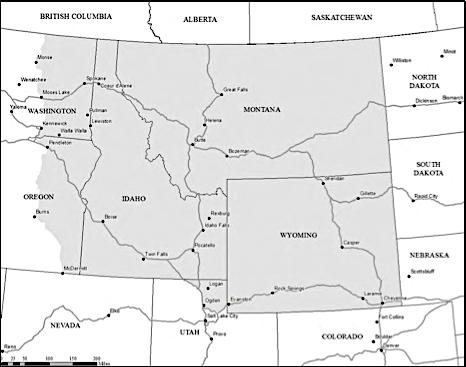 Appendix Figure 2 - Northern Rocky Mountain gray wolf Distinct Population Segment boundaries