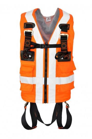 FALL ARRESTERS - 72 SPECIAL SLINGS HIGH VISIBILITY FALL ARRESTER GILET Orange color, integrated harness, two-points attachment, 1 rear and 1 front.