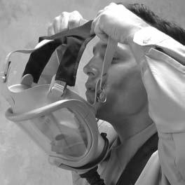 DONNING DONNING THE FULL FACEPIECE Note: If the respirator will be used in areas of high humidity or at temperatures below 32 deg F, the nosecup accessory should be used to inhibit fogging.