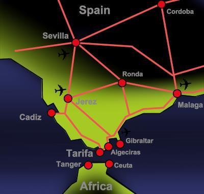 Where you can find us Tarifa is situated at the most southern point of Europe between the Atlantic Ocean and the Mediterranean Sea, directly at the Strait of Gibraltar.