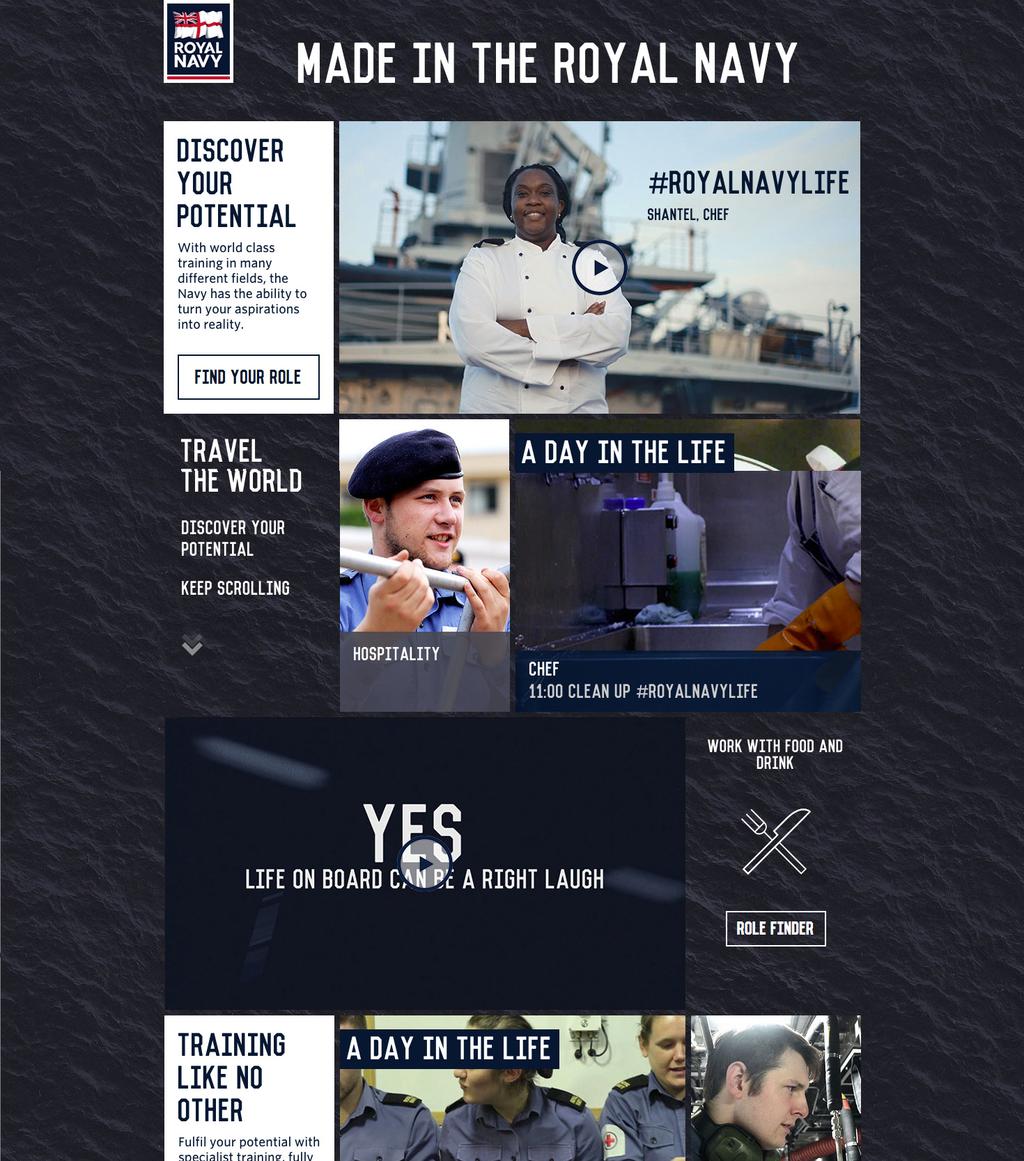 4. Campaign typefaces 4.2 Made In The Royal Navy Fonts for campaign landing pages may vary depending on the typeface that has been used on the above-the-line campaign.