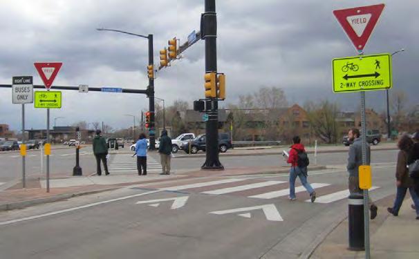 Raised Pedestrian Crossings Description: Install a raised intersection or a raised pedestrian crossing, which carries the added benefit of reducing vehicle speeds.