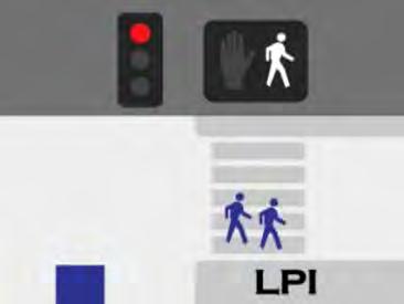 Leading Pedestrian Interval (LPI) Description: Give the pedestrian the WALK signal 3-7 seconds prior to the concurrent green phase with permissive turns for motor vehicles to allow pedestrians to
