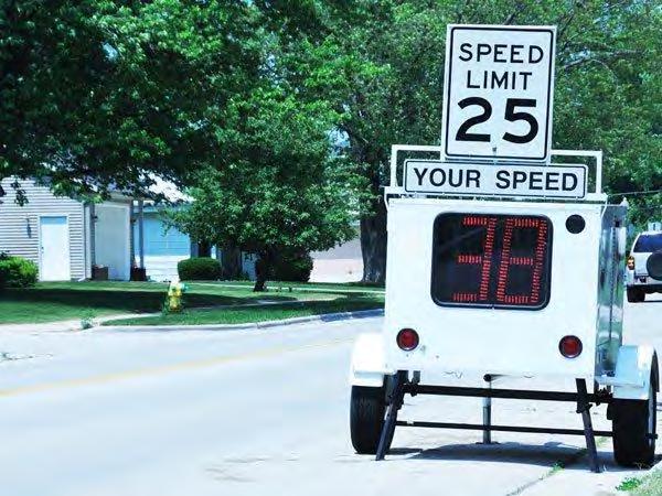 Speed Monitoring Devices Description: Install along the side of the road and display the speed of each approaching vehicle along with the posted speed at the facility.