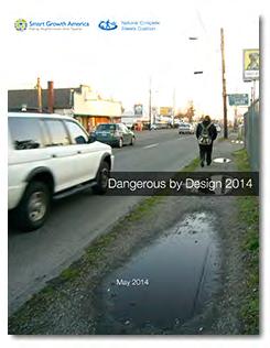 Growth America, 14 Dangerous by Design describes the pedestrian safety issue in the United States and documents preventable pedestrian fatalities and what can be done to make our streets safer for