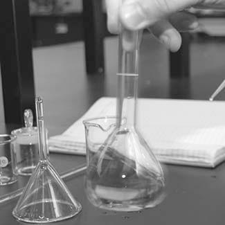 Filling a volumetric flask: diluting with solvent (left); swirling to mix contents (centre); and adjusting to the mark (right); Adjusting to the mark (l r): under-filled; correctly filled; and