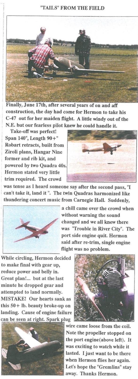 Thanks to Moe for this blast from the past. An article from the July, 1999 Pekin RC Club newsletter 17 years ago.
