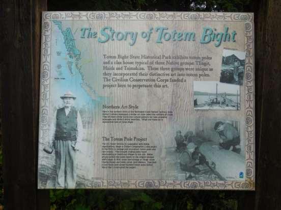 Totem Bight State Historical Park exhibits totem poles and a
