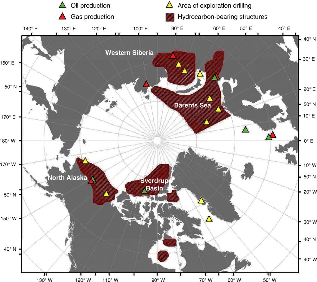 S144 GRETE K. HOVELSRUD ET AL. Ecological Applications Special Issue FIG. 3. 10.1). Major areas of oil and gas development and potential development in the Arctic. Modified from AMAP (1998: Fig.