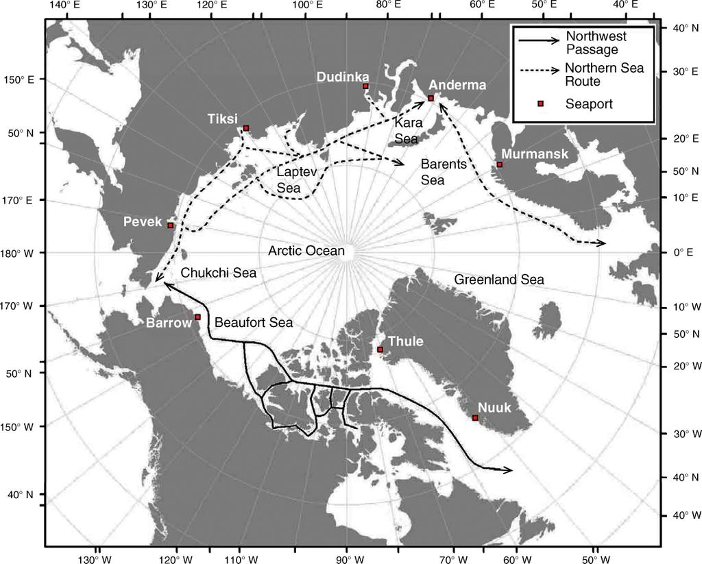 March 2008 ARCTIC MARINE MAMMALS AND CLIMATE CHANGE S145 FIG. 4. The general Arctic marine routes.
