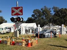 promoting level crossing safety Crashed car display n