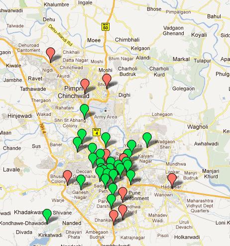 List of Depots surveyed Katraj, Upper Indira Nagar, Market Yard, Hadapsar, Kothrud, Pune Station, Narvir Tanaji Wadi (Shivajinagar), Nehru Nagar, Bhosari, Nigdi.