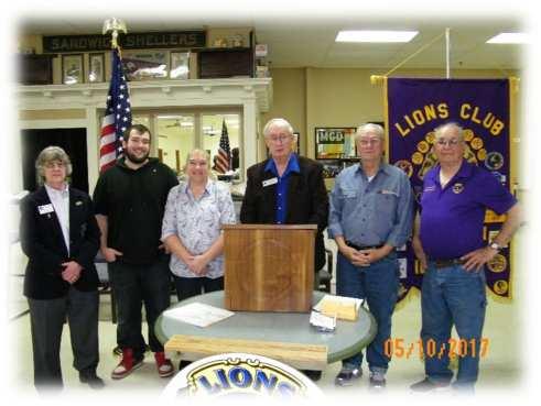 Sandwich Lions Club Dinner Meeting Minutes 5/10/2017 The meeting was called to order by president PDG Lion Ed Carter at 6:30PM at FVOAS.