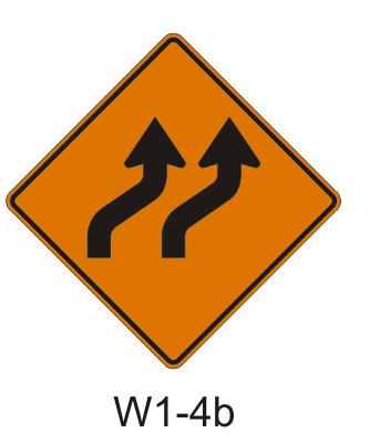W1-4-DE legend sign W1-4 sign depicts number