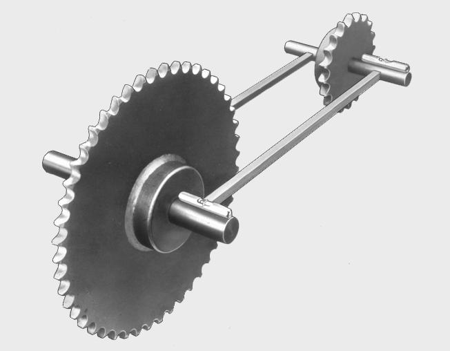 6 Lesson One Fig. 1-3. Common types of drive chain tighteners Fig. 1-4. Vertical shaft drives without idlers Driven shaft Driving shaft A 1 A 2 Driving shaft Driven shaft to the small drive sprocket.