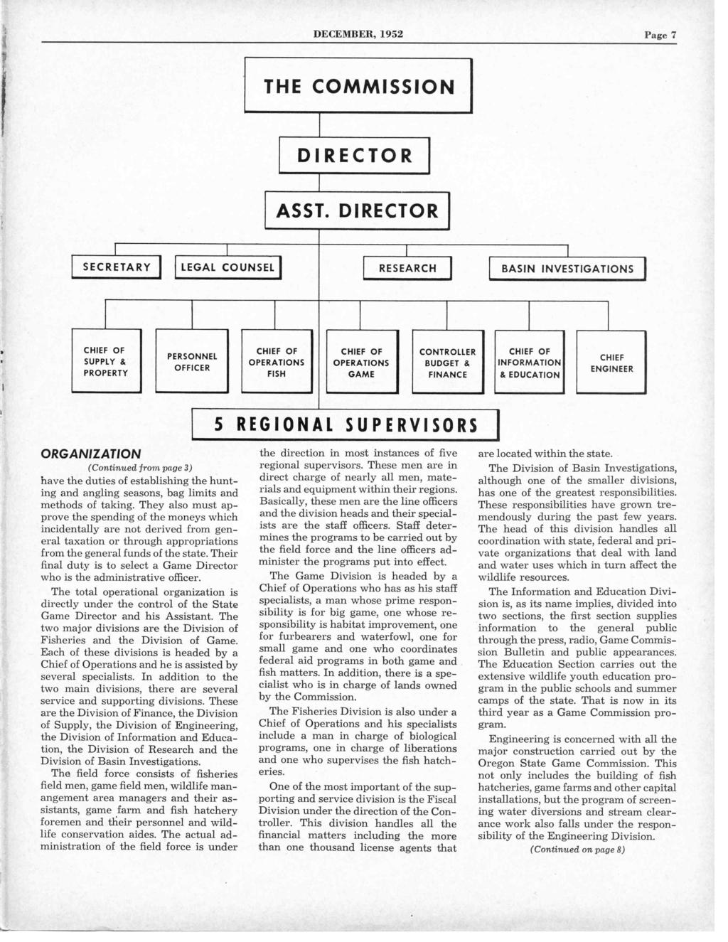 DECEMBER, 1952 Page 7 THE COMMISSION DIRECTOR ASST.