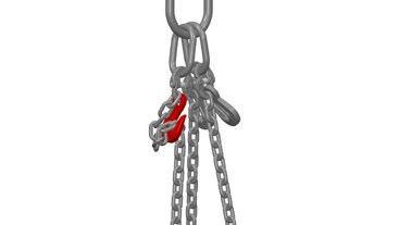 8. Use grab hooks to shorten lifting system chains, removing slack. This maintains the correct orientation during removal and prevents binding on the nose.