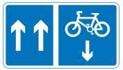 also showing a bus) is used at intervals to indicate a contraflow cycle lane. Diagram 960.