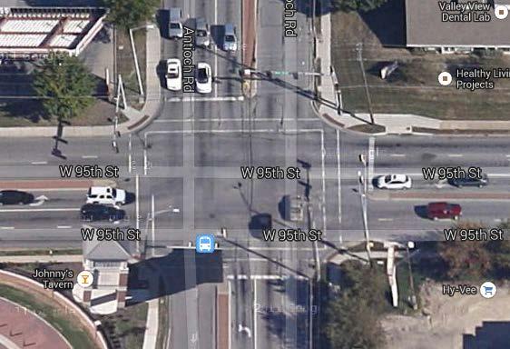 shared through/right-turn lane. This intersection was located on a dense commercial area.