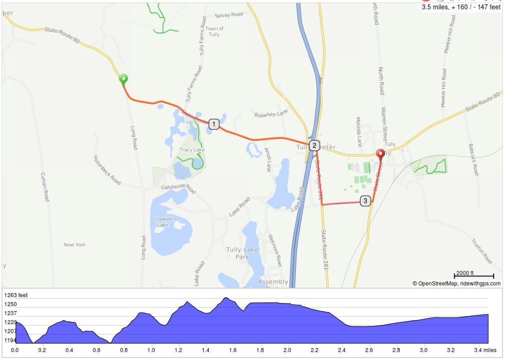 Road Race Finish Link to map on Ride With GPS.
