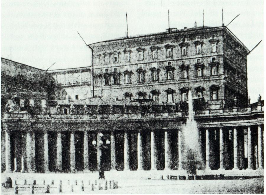 Lightning protection at the Vatican At the start of the 20 th century a Continental method of protecting buildings required tall vertical rods spaced about the roof.