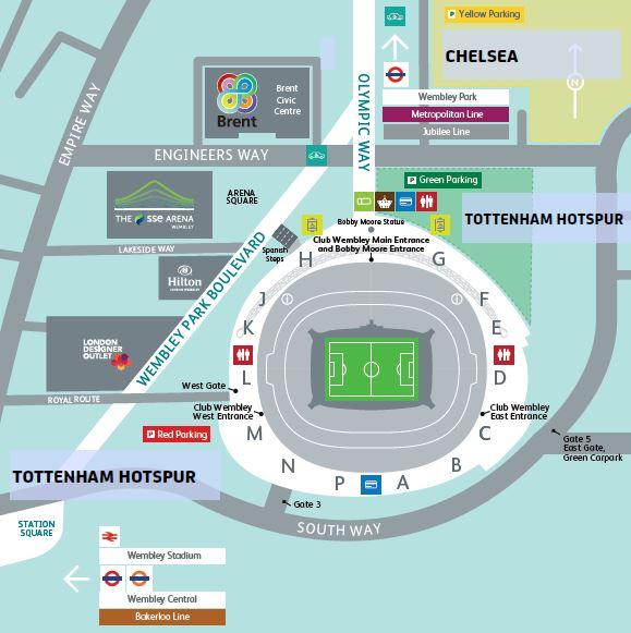 Parking at Wembley Stadium Chelsea has been allocated the west side of the stadium, with parking in Yellow Car Park.