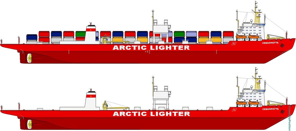 Icebreaker cargo vessel Another way to cross the arctic is to build an icebreaker that can hold cargo, like in the picture below.