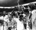 ACC TOURNAMENT Hugh Morton Phil Ford accepts the 1975 ACC Tournament MVP award after averaging 26 points in three Tournament games. third straight ACC title, 85-74, and Scott earned MVP honors.