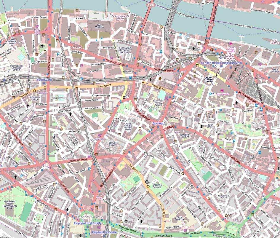 The Possible Routes 4. Borough & Bankside. 1. Southwark Tube to Bermondsey St.
