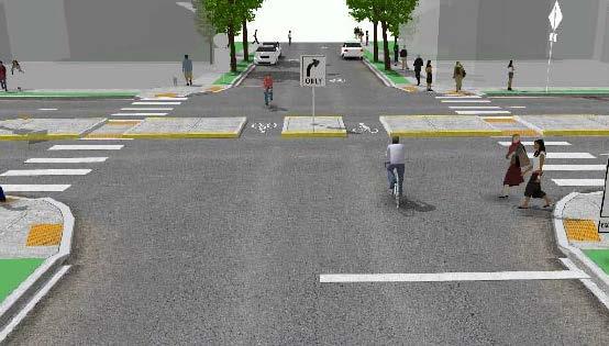 Median Refuge Island (Bicycle) Median Refuge Islands are protected space placed in the center of the street to facilitate bicycle and pedestrian crossings.