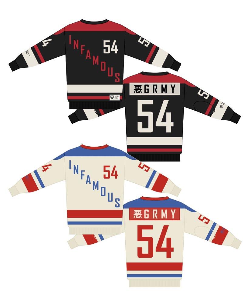 sweatshirt - infamous hockey crewneck gsw191 blk
