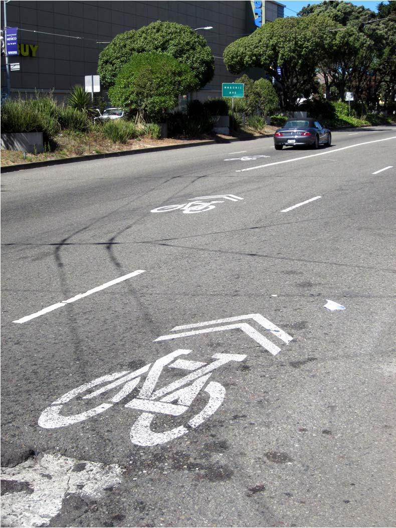 Bicycling Conditions: Background Relevant Programs and Studies SF Bicycle Plan: No planned Geary corridor bicycle route