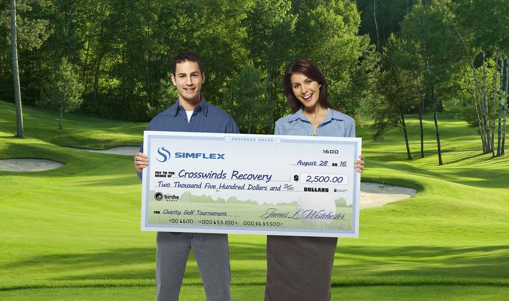 GOLF CHECK SPONSOR CHARITY SPONSOR CHECK Birdie Media s 22 x48 charity golf tournament business check is a great way to highlight monies paid/ donated to a business, charity or event.