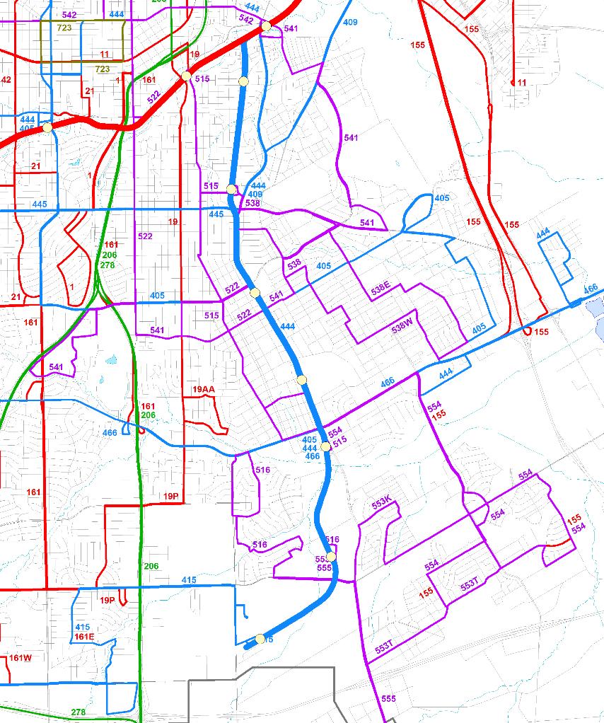 Changes in Employee Residential Riders and Transit Impact Example: Oak Cliff along the Blue Line LRT corridor Area reviewed: between IH-45 and