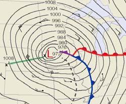 L PGF Important points CF H Why is there wind? Horizontal variations in temperature (pressure gradient force). In NH, wind blows counter-clockwise around a low pressure, and clockwise around a high.