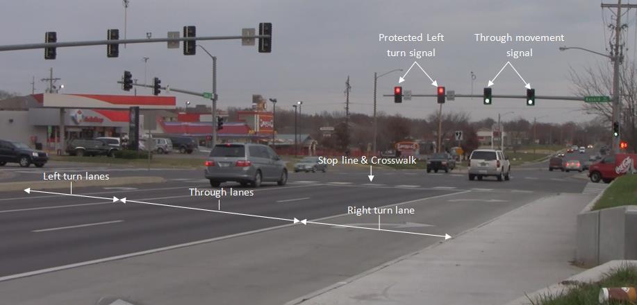 Figure 4.29 Camera view of an intersection approach The research team was interested in one field of view that could monitor a single approach.