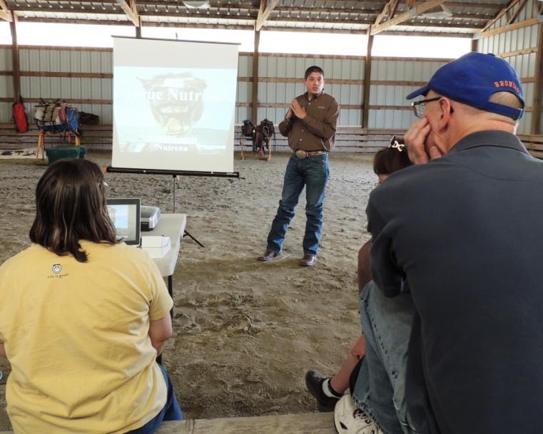 David Farris Equine Nutritionist Nutrena horse feed David s presentation revolved around the equine digestive system and the classes of nutrients a horse requires.
