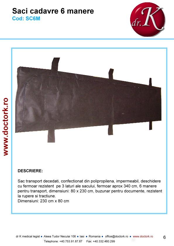 Body bags 6 handles Code: SC6M Body bag, made of polypropylene,